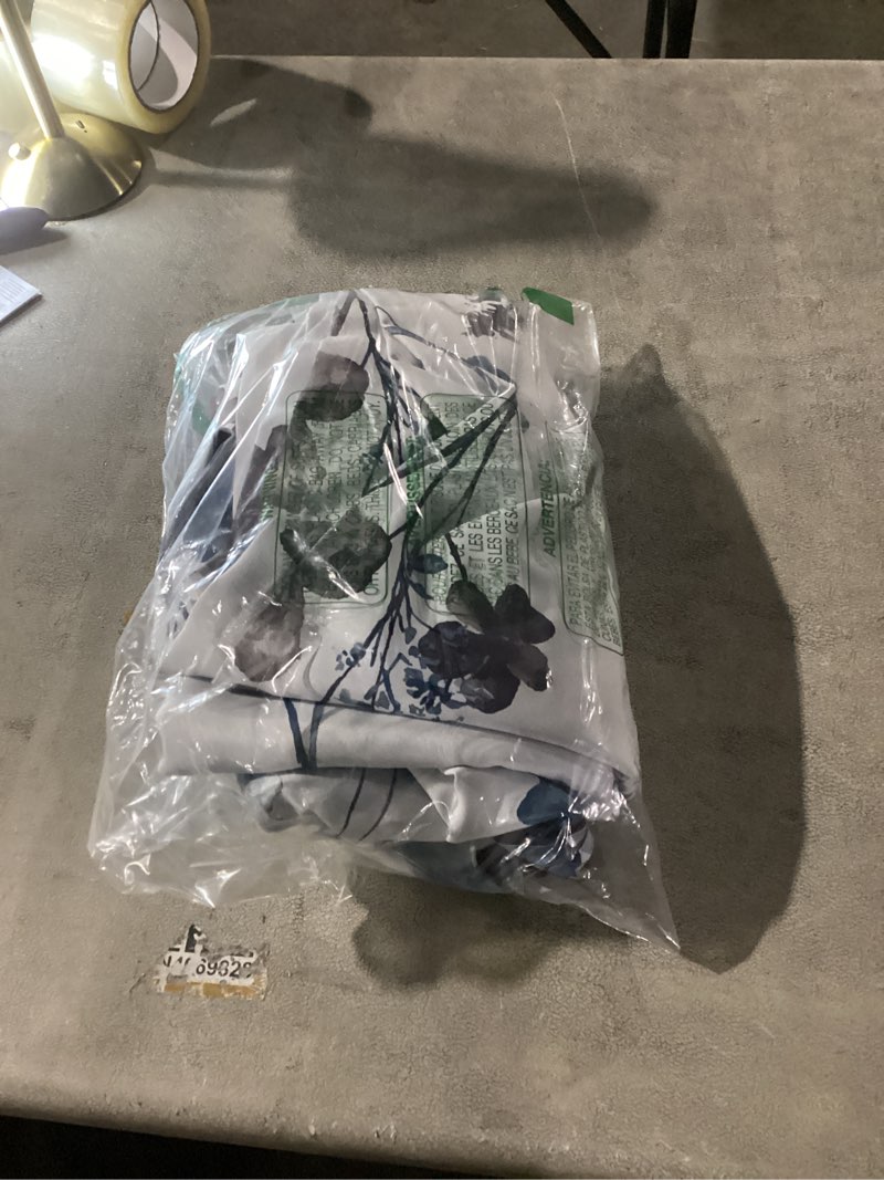 Condition photo showing Good Condition for H.VERSAILTEX 100% Blackout Curtains for Bedroom Cattleya Floral Printed Drapes 84 Inches Long Leah Floral Pattern Full Light Blocking Drapes with Black Liner Rod Pocket 2 Panels, Grey/Blue