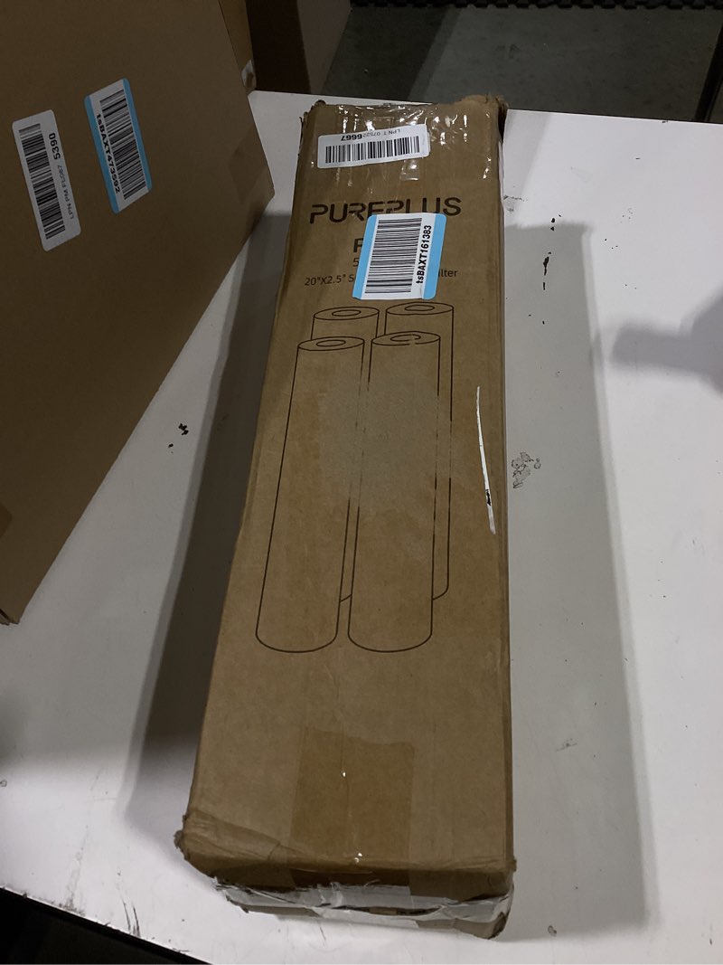 Condition photo showing As Is for pureplus 5 micron 20" x 2.5" whole house sediment home water filter, 20-inch sediment pre-filtration, replacement cartridge aqua pure ap110-2c, pentek p1-20/sp-p1-20/px01-20, 4pack 20" x 2.5" 4