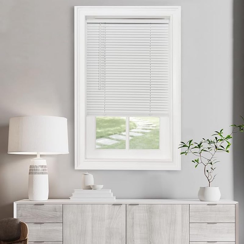 cordless gii morningstar 1" light filtering mini blind 28x64 - white