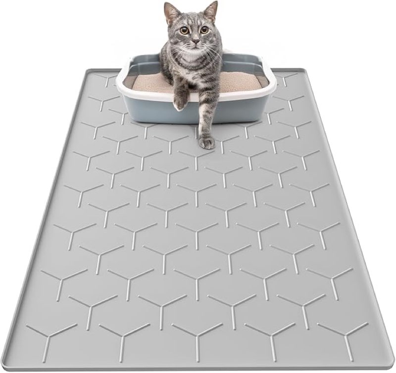 Litter Matt for Cat - Large 34x22 Inch, Cat Litter Mat Litter Trapping Mat, Waterproof & Non-Slip Kitty Litter Mat with Raised Edges, Easy to Clean