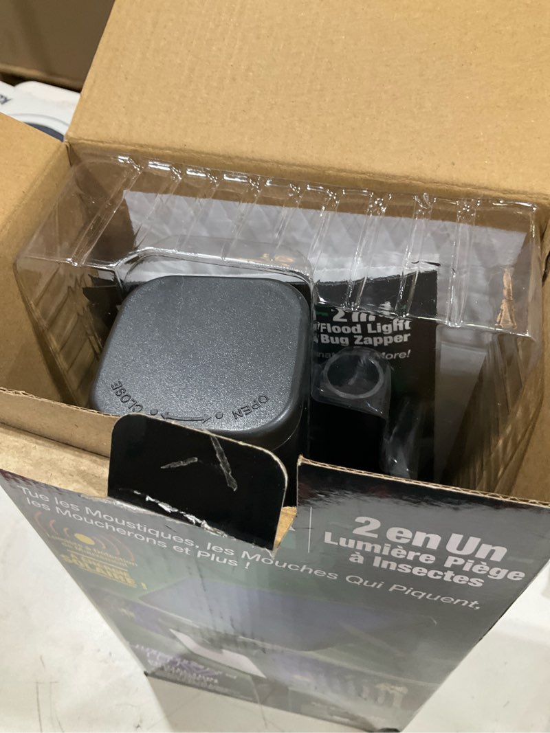 Condition photo showing As Is for bell + howell monster solar zapper 2-in-1 floodlight solar bug zapper