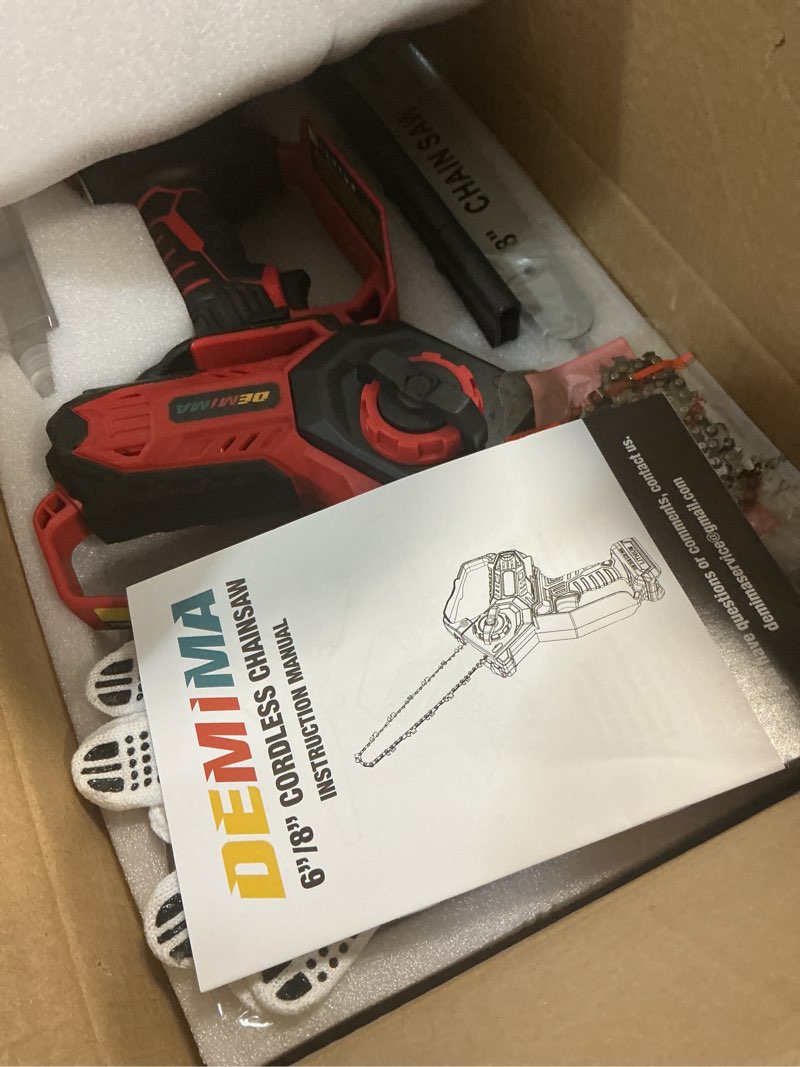 Condition photo showing Good Condition for mini chainsaw for miwaukee m18 battery, 8-inch and 6-inch 2-in-1 cordless electric chain saw with brushless motor and auto-oiler, 800w hand mini chainsaw for tree pruning wood cutting(no battery)