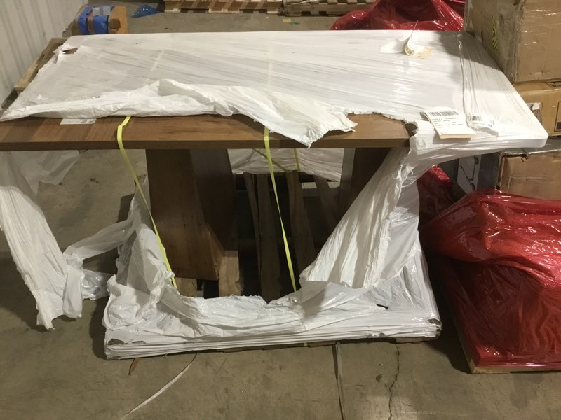 Condition photo showing As Is for LITTLE TREE Dining Table for 6 People, Wooden Dining Table, Rectangle Table with Heavy Duty Legs, Modern Dining Table for Kitchen, Dining Room, Light Brown