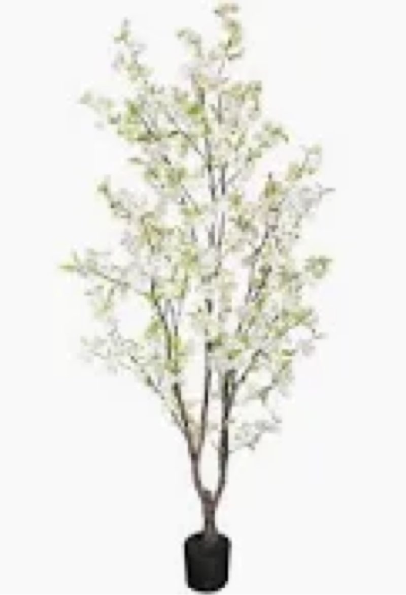 Faux Cherry Blossom Tree Artificial White Flowering Trees Fake Cherry Blossom Decorative Tree 6FT In