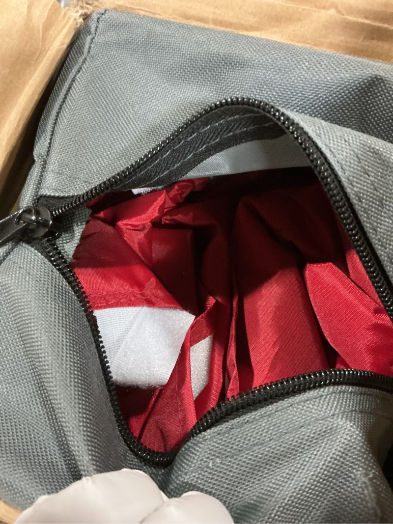 Condition photo showing As Is for pop up straight leg canopy 5 ft x5 ft with sidewalls red 