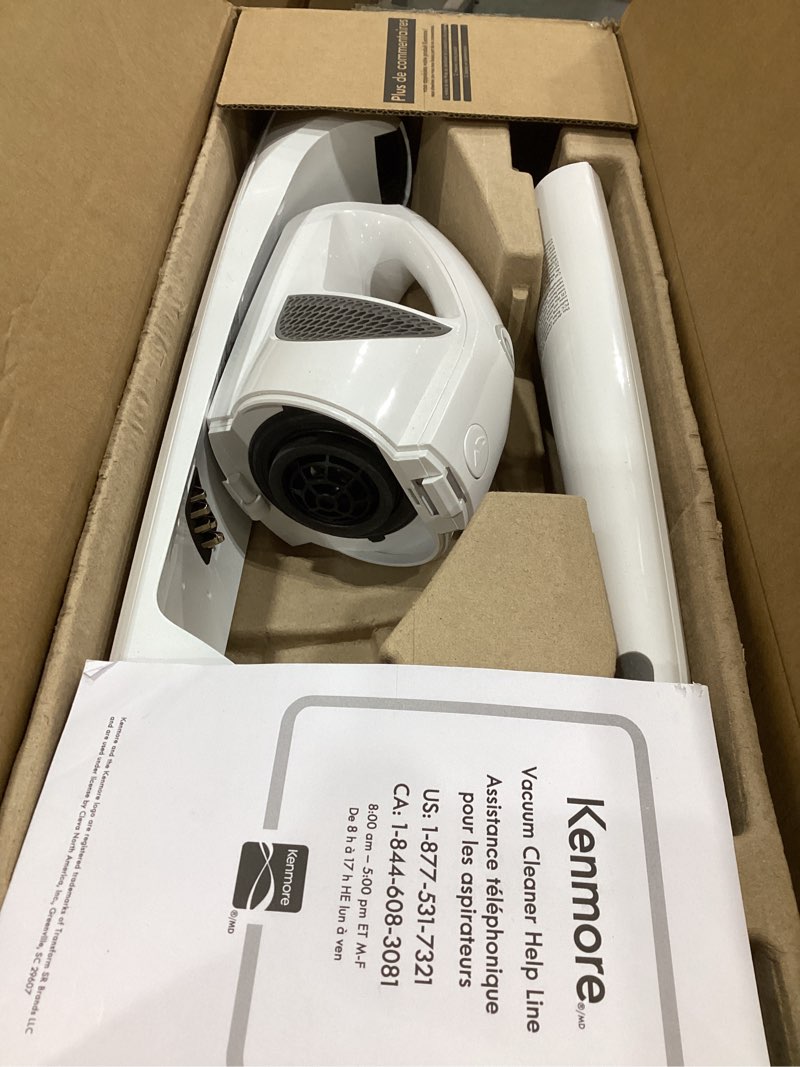 Condition photo showing New/Like New for Kenmore DS1030 Cordless Stick Vacuum Lightweight Cleaner 2-Speed Power Suction LED Headlight 2-in-1 Handheld for Hardwood Floor, Carpet & Pet Hair, White