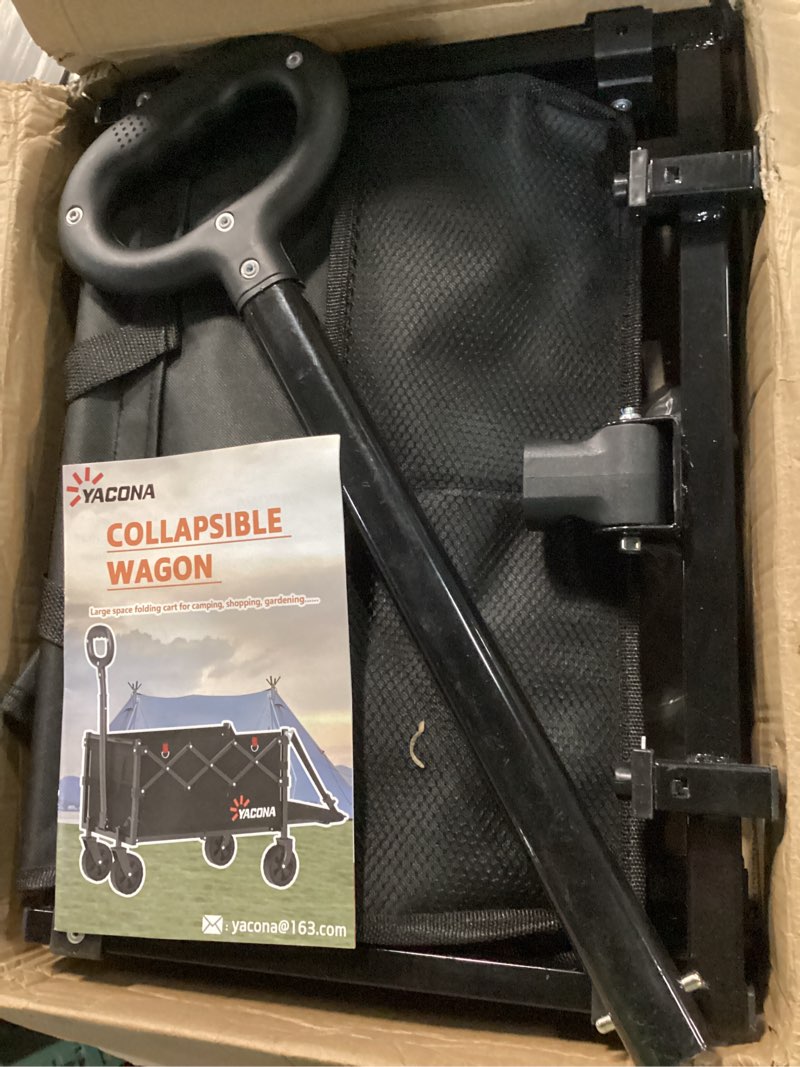 Condition photo showing Good Condition for yozoia 360lbs heavy-duty wagons carts foldable 120l collapsible wagon cart with wheels and tailgate, folding utility wagon carts for groceries, outdoor camping, shopping, beach, garden 120l black
