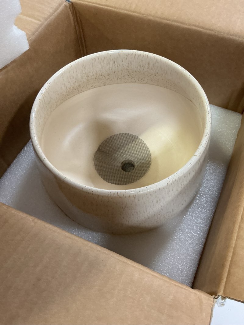 Condition photo showing New/Like New for LE TAUCI Ceramic Planter, 10 Inch Plant Pot with Drainage Hole & Saucer – Durable Indoor Planter for Modern Home Decor, Reactive Glaze Beige Reactive Glaze Beige 10 Inch