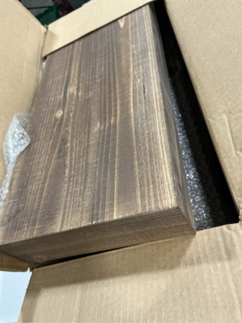 Condition photo showing Good Condition for Wall Floating Shelves, Rustic Wood Wall Shelf Handmade (Light Walnut, 24 Inch - 2 Pack) Light Walnut 24 Inch - 2 Pack