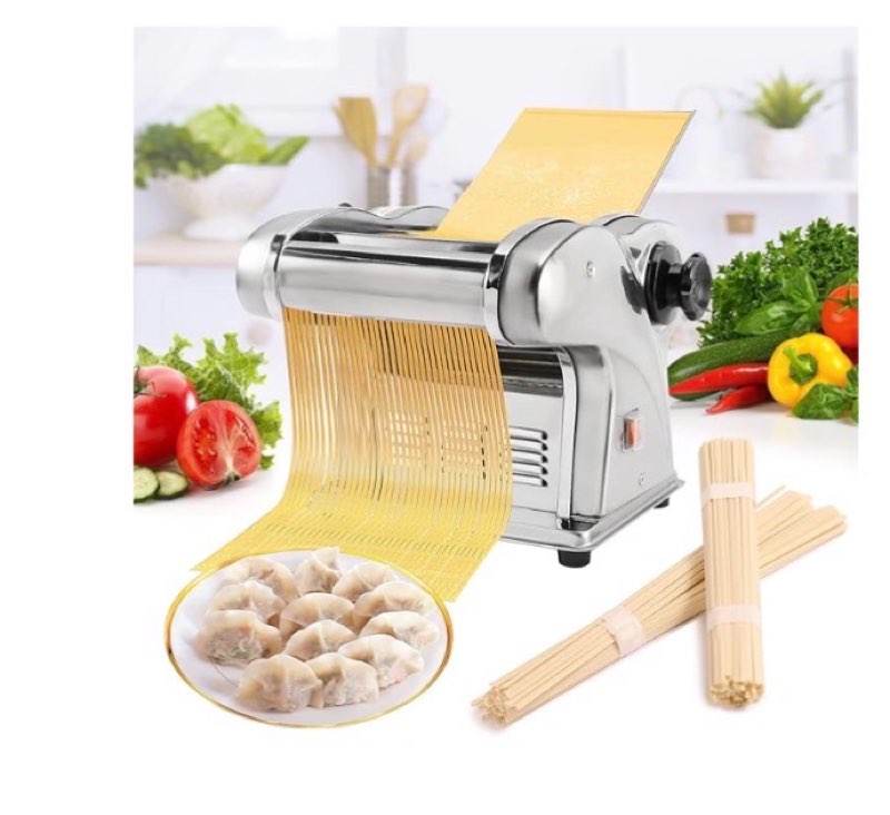 WICHEMI Electric Pasta Maker Machine 3 IN1 Pasta Dough Spaghetti Roller Noodle Pressing Machine Stainless Steel 135W for Home Family Use (2.5mm round noodle+4mm flat noodle+9mm flat noodle)