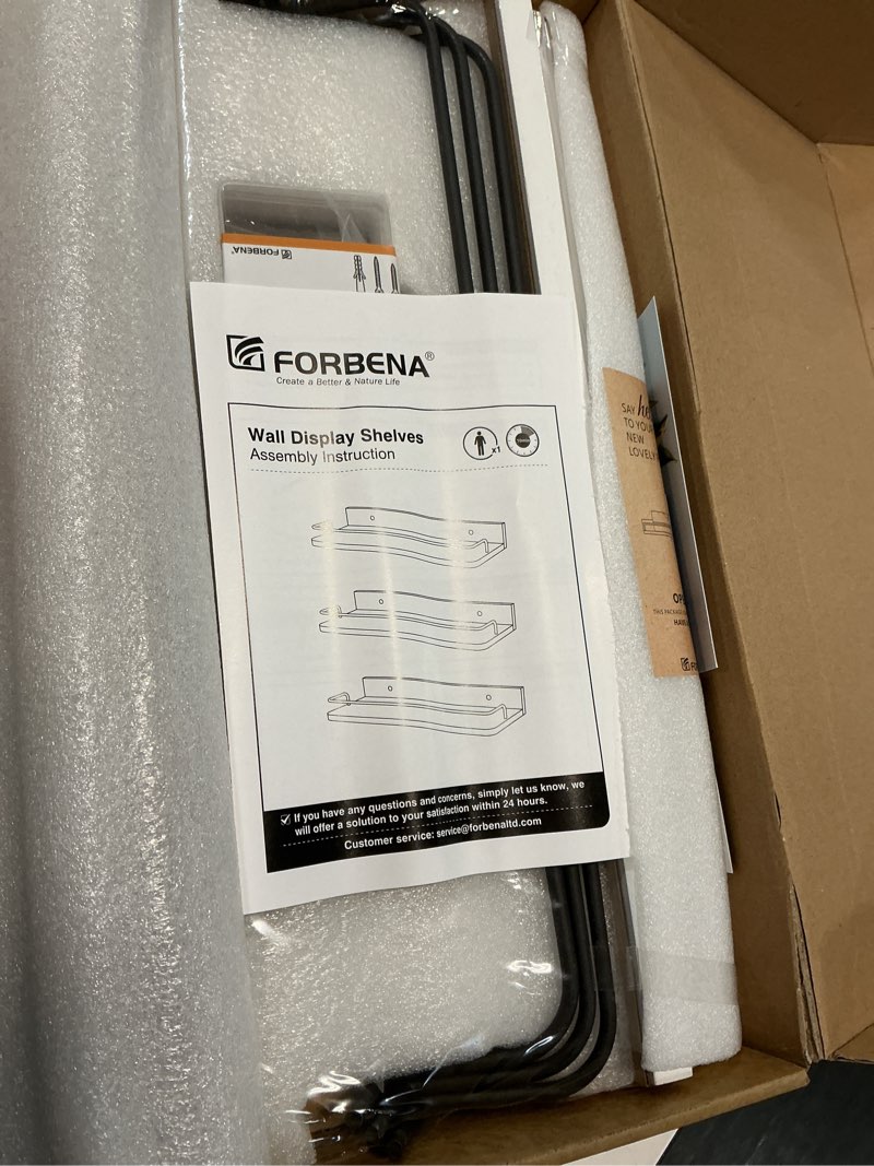 Condition photo showing Good Condition for forbena white floating shelves bathroom shelves over toilet set of 3, bathroom organizers and storage shelves wall mounted, modern wood corner wall shelf for bedroom closet -white and dark grey 17 inch white and grey