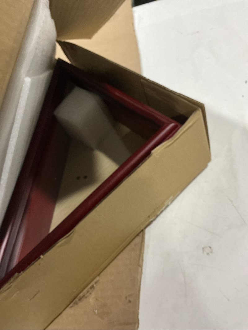 Condition photo showing As Is for Flag Display Case for Small Flag, 3' x 5' American Flag Shadow Box with HD Tempered Glass and Wall Mount (Not for Burial Flag), Triangle Flag Holder Frame for Folded Flag - Mahogany Mahogany 3'x5' Flag Case