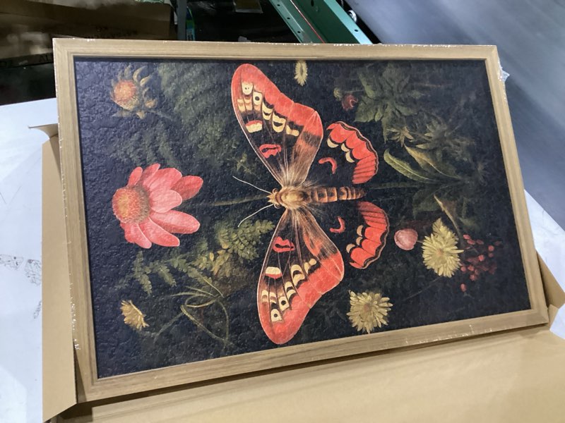 Condition photo showing New/Like New for SAMHOU Framed 3D Textured Butterfly Wall Art, Hand Drawn Sandstone Butterfly Wall Decor, Vintage Nature Botanical Flower Pictures for Living Room Bedroom Office Home Decor 16x24 inch Colored Butterflies Framed 24"L x 16"W