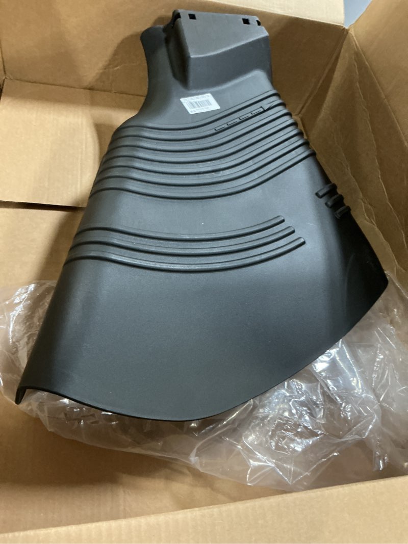 Condition photo showing Good Condition for 54" grass deflector shield 187257 532187257 187257x428 539112054 532188938 compatible with husqvarna 2354gxls 2754gls poulan ayp lawn mower, efficient grass discharge side chute, black