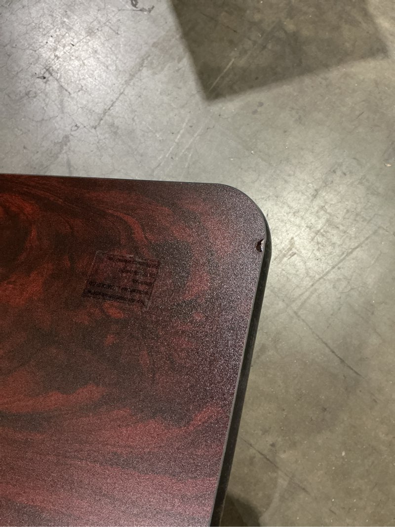 Condition photo showing As Is for flash furniture glenbrook 30'' x 48'' rectangular table top with black or mahogany reversible laminate top