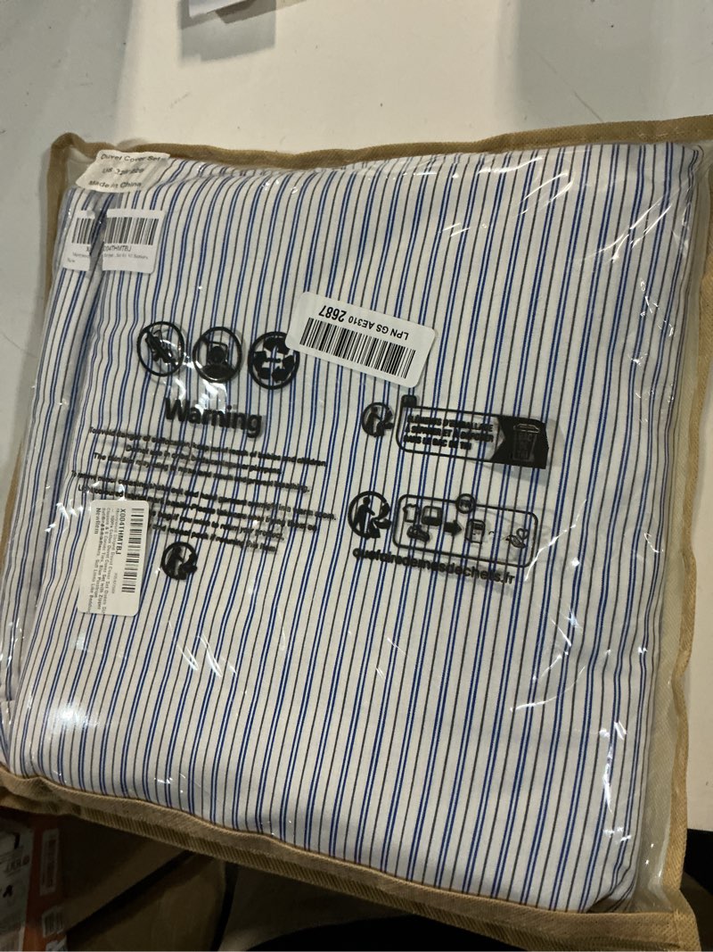 Condition photo showing Good Condition for merryword brown and khaki striped duvet cover set queen size, 100% cotton bedding set with zipper closure & 8 corner ties, awning stripe bedding, soft breathable comforter cover for all seasons queen awning stripe-brown/khaki