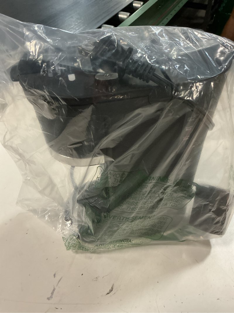 Condition photo showing As Is for small single serve coffee maker, fast brew one cup coffee machine for k cup and grounds, 6 to 12 oz. brew sizes, capsule coffee machine with descaling reminder and viewing tank, black black 9.45 inches