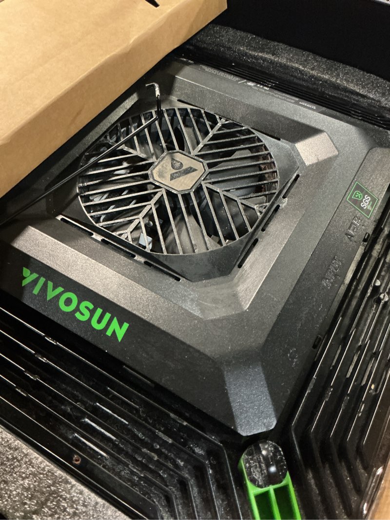Condition photo showing As Is for vivosun aerolight a100, tunable spectrum, led grow light 100w w/integrated circulation fan, compatible with app, used with growhub controller e42a/e25 to achieve more functions