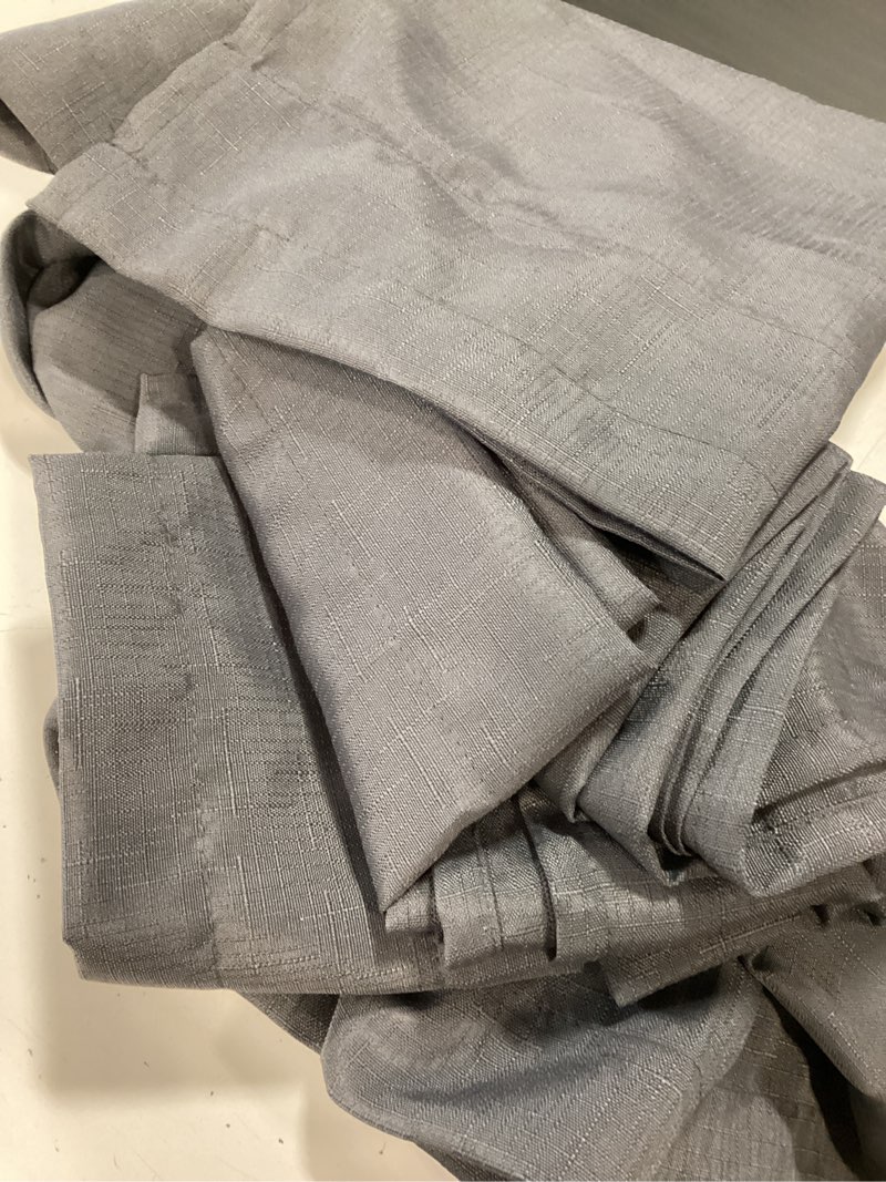 Condition photo showing Good Condition for mainstays 3-piece textured semi sheer rod pocket kitchen window tier pair and valance  2 café curtains and 1 curtain valance  grey  56 w x 36 l