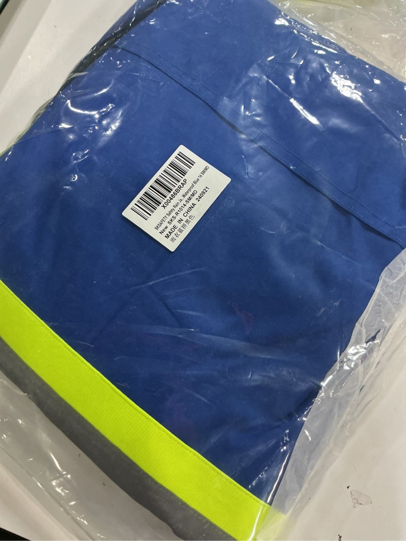 Condition photo showing New/Like New for (sizes:s/m)sksafety hi vis safety rain jacket for men, construction work rain gear heavy duty class 3 rain coat waterproof lightweight small-medium blue02