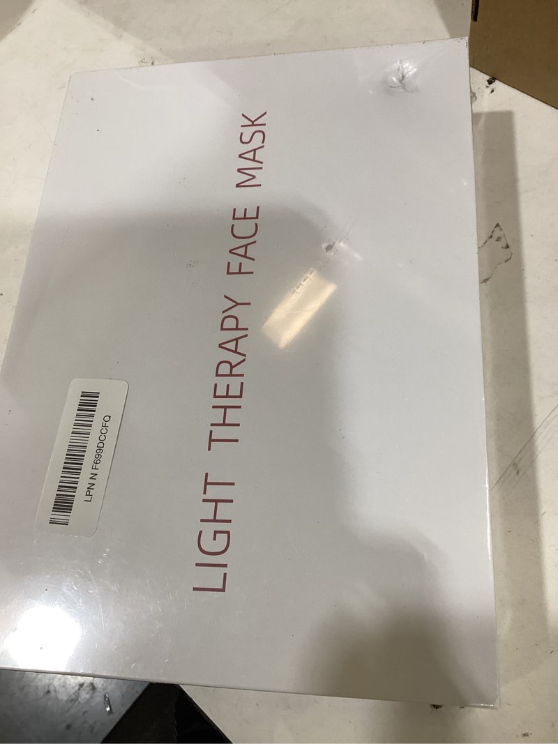Condition photo showing New/Like New for red light therapy mask for face & neck skin care, 7-color infrared facial mask with 309 led chips, 5 brightness, rechargeable controller for anti-aging, skin firming & radiant glow at home (black)