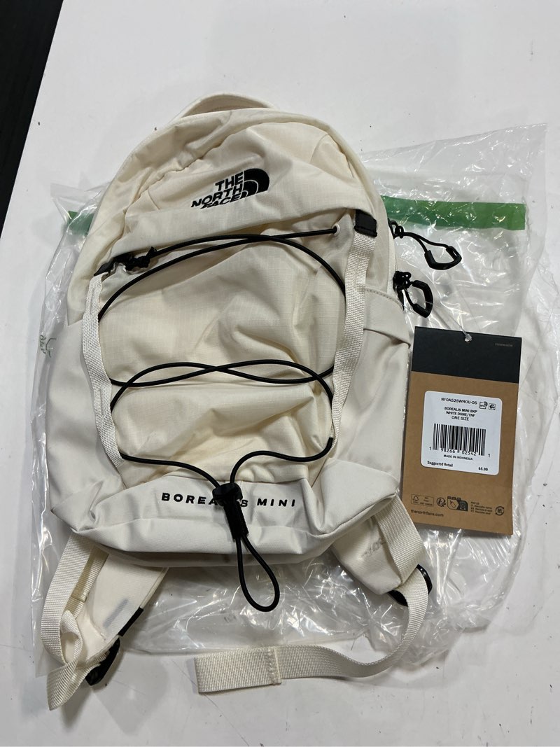 Condition photo showing New/Like New for the north face borealis mini backpack, white dune/tnf black, one size one size white dune/tnf black