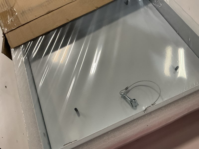 Condition photo showing New/Like New for byson drywall access panel 16x16 inches – wall access door with mud-in flange, heavy duty steel frame, 5/8” gypsum inlay, hidden hinged push lock 16 x 16 inches (5/8 inch thickness)