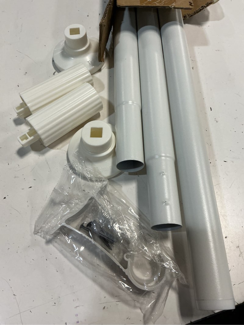 Condition photo showing Good Condition for white tension curtain rod 51-126 inch, long curtain rod no drilling for window or bathroom patio, outdoor tension rod for patio, easy to install, never rust, rod diameter 1.26 inches-white white 51''-126''