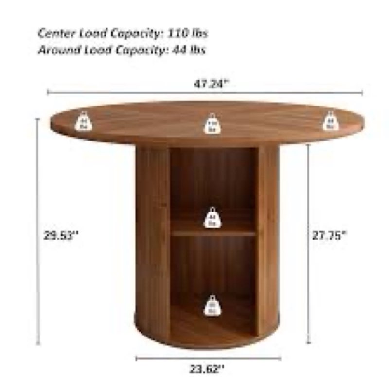 47" round dining table with stronge drawer