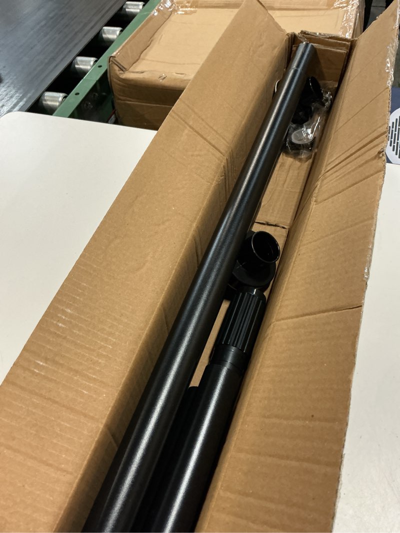 Condition photo showing As Is for aizesi 41-144 inch heavy duty black tension curtain rod - no drilling, adjustable, rust-resistant for outdoor, living room, window, bathroom black 41" to 144"