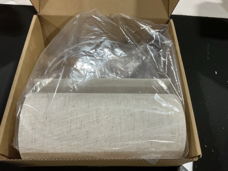 Condition photo showing Good Condition for Small Lamp Shade, Beige Drum Lampshade 8.7''Top X 8.7'' Bottom X 7.9'' High, Replacement Lamp Shade Natural Linen Hand Crafted for Table Lamps Floor Lamps Chandelier Lamp, Easy Assembly Required