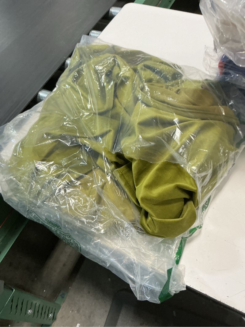 Condition photo showing As Is for stangh olive green luxury velvet curtains 96 inches long for hallway,solid room darkening door panels for dressing room christmas holiday decor for hotel hall, w62 x l96, 1 panel 62"w x 96"l (pack of 1) olive green