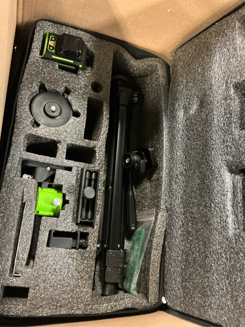 Condition photo showing Good Condition for 16 Line Laser Level 360 Self Leveling, 4x360°Professional 4D Green Cross Line laser Level with 2 Batteries, Adjustable Brightness & Remote Control, for Tiling Floor Construction and Picture Hanging OC3-US