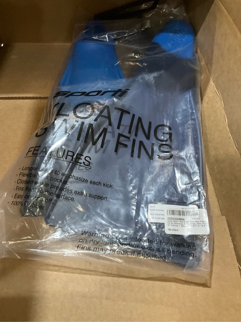 Condition photo showing New/Like New for Sporti Adult-Kids Swim Fins for Pool Lap Swimming - Long Floating Fins for Swimming & Snorkeling - Swim Flippers for Training M 7-8 / W 8-9 Navy-Blue