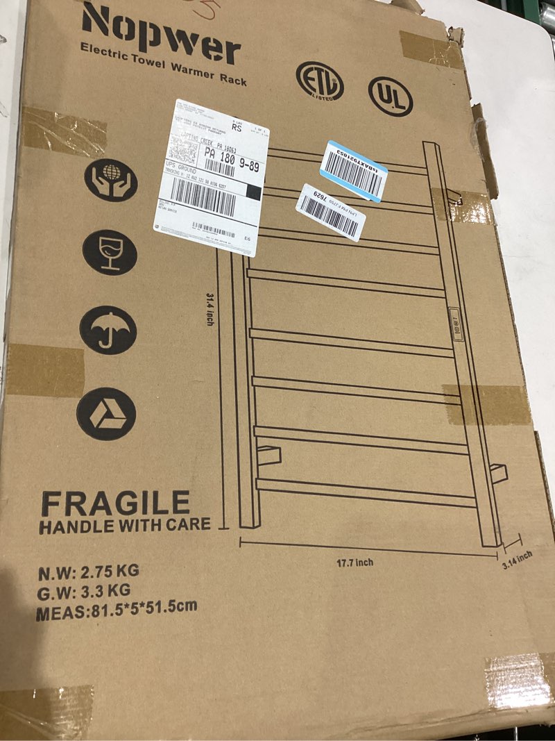 Condition photo showing New/Like New for Towel Warmer Heated Towel Bar-Rack - Nopwer Bathroom Wall Mounted Electric Towel Drying Plug-in Matte Black 8 Bars