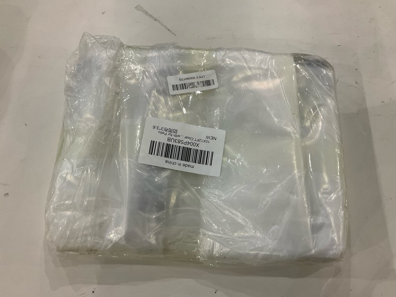 Condition photo showing New/Like New for 10x12ft Clear Waterproof Tarp with Grommets, Upgraded Edge Heat Fused Tear Resistant Clear Heavy Duty Tarps for Patio Fencing, Rain, Wind, Cold, Chicken Coops, and More?Windproof Rope+Tie-Downs?