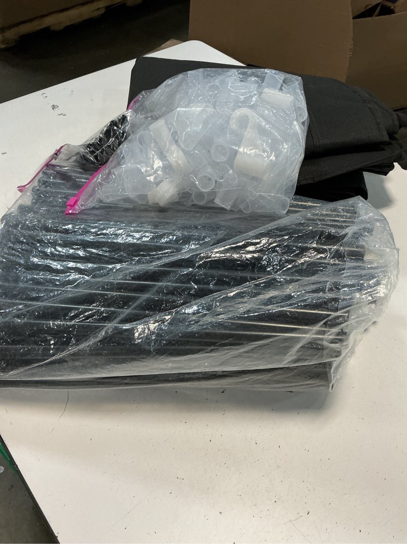 Condition photo showing As Is for Portable Closet, 66.9 Inch Large Capacity Wardrobe Closet with Cover, Clothes Storage Organizer with Shelves and 4 Hanging Rods, Easy to Assembly, Black PCT204B01 66.9"L x 17.7"W x 70.9"H