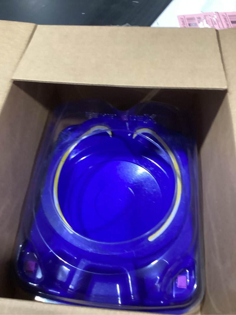 Condition photo showing Good Condition for beyblade x drop attack battle set with beystadium arena, 2 takara tomy tops & launchers, impact drake 9-60lr & hover wyvern 3-85n, battling game toys, ages 8+