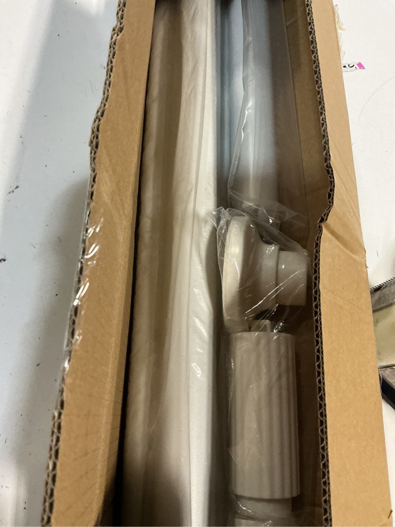 Condition photo showing New/Like New for tension curtain rod 51-166 inch(4.25-13.83ft), extra long outdoor tension rod for patio window, no drill dual-end adjustable spring shower rod, rust proof easy to install, rod diameter 1.26in, white white 51"-166"