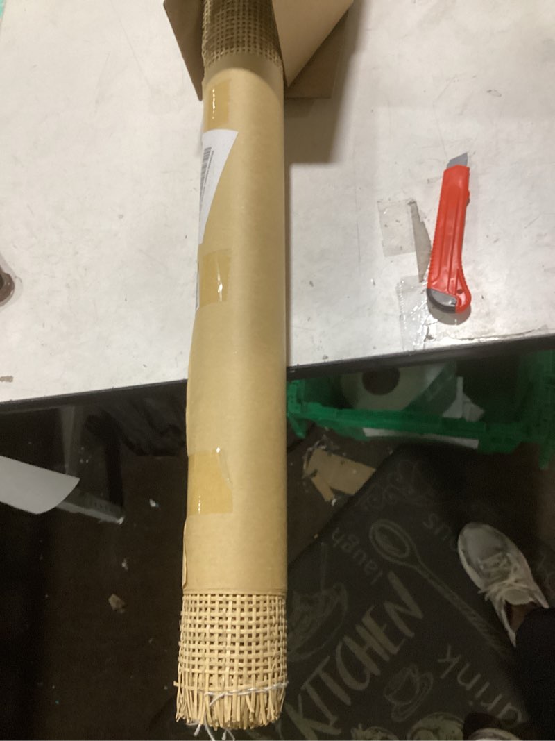 Condition photo showing New/Like New for 24" Width Square Rattan Cane Webbing Roll 7 Feet for Caning Projects Fine Radio Net Mesh Pre Woven Open Mesh Cane Webbing Sheet Natural Rattan Cane Webbing Roll Cabinet Chair (7 Feet)