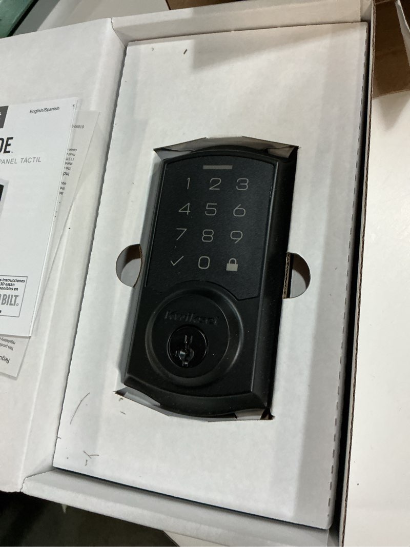 Condition photo showing New/Like New for kwikset smartcode 270 keyless entry electronic touchpad deadbolt door lock with auto-lock, custom user codes, advanced security in matte black traditional