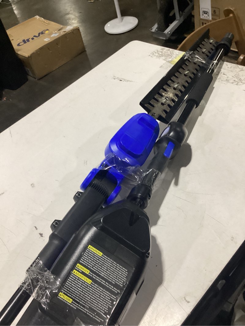 Condition photo showing As Is for kobalt 40v lithium cordless pole hedge trimmer 