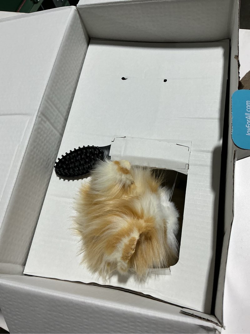 Condition photo showing Good Condition for JOY FOR ALL Companion Pet for Seniors - Lifelike Animatronic Cat - Realistic Soft-Touch Fur & Purring - Therapy Stuffed Animal - Toy for Alzheimer's & Dementia - Orange Tabby Orange Tabby Cat