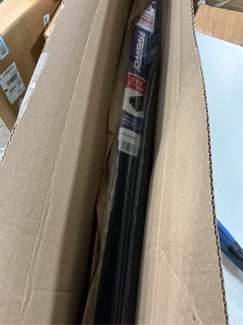 Condition photo showing New/Like New for 36? l-shaped pvc door bottom – triple vinyl seals & drip cap – fits 1-3/4? to 2? doors – fills 1/4?–1/2? gaps – slotted mounting holes & screws included (black)