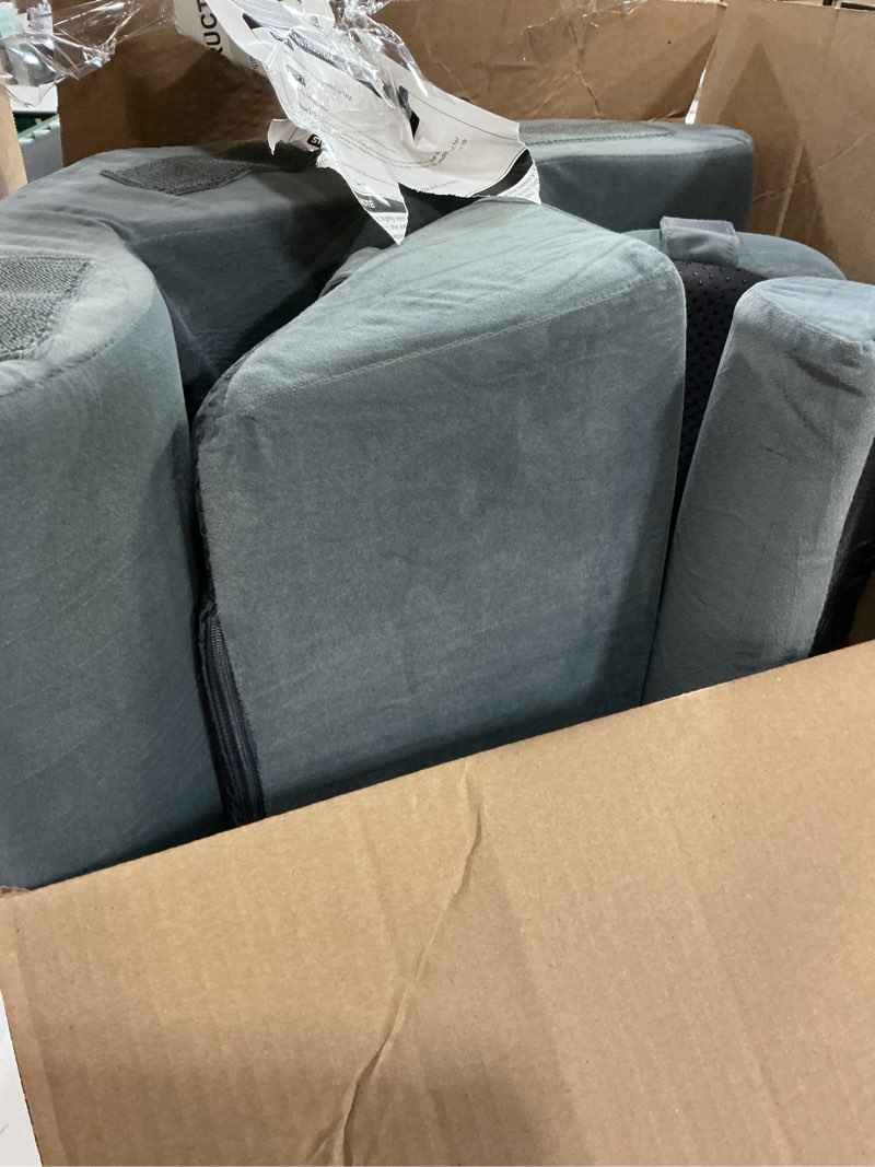 Condition photo showing Good Condition for 4pcs wedge pillow set for after surgery, back pillow for bed sitting up, 10-in-1 foam wedge pillow for acid reflux & back pain relief, post surgery pillow for gerd & snoring, plush grey plush grey 4pcs
