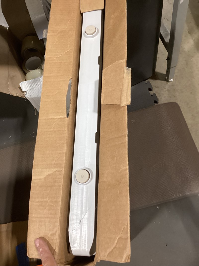 Condition photo showing As Is for mypet north states paws portable pet gate: 26-40" wide. pressure mount. no tools needed. made in usa. dog gate 23" tall, expandable, durable dog gates for doorways, light gray