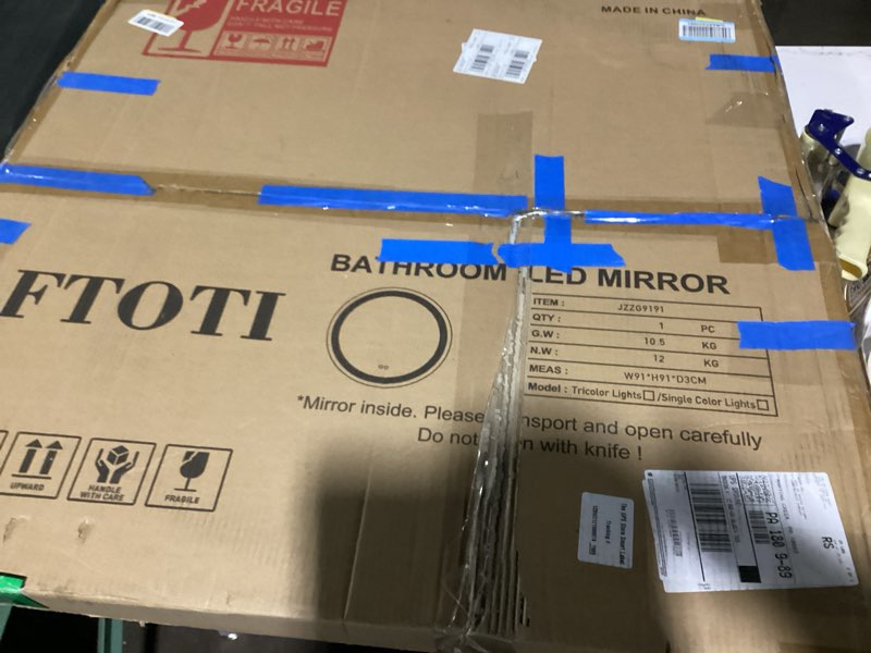 Condition photo showing Good Condition for (similar to) lovespejo 24 inch round backlit bathroom mirror with lights, circle led mirror for bathroom, fogless, stepless dimmable, 3 color changing, memory, ip54, shatterproof silver - round 24\"l x 24\"w