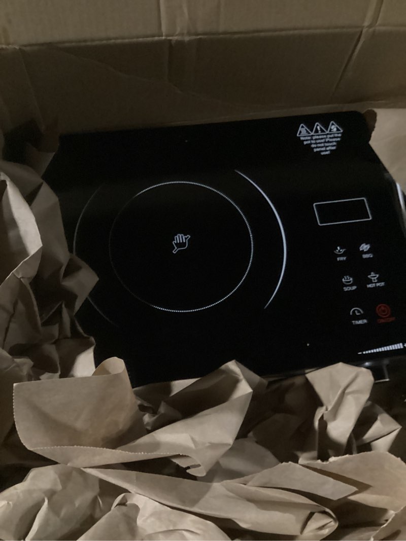 Condition photo showing Good Condition for Portable Electric Cooktop 110V, 1800W Electric Stove Infrared Hot Plate with Knob Control, Nafewin Single Burner Countertop Burner with Handle, 4-Hours Timing Setting, Compatible for All Cookwares Electric Hot Plate with Knob Control