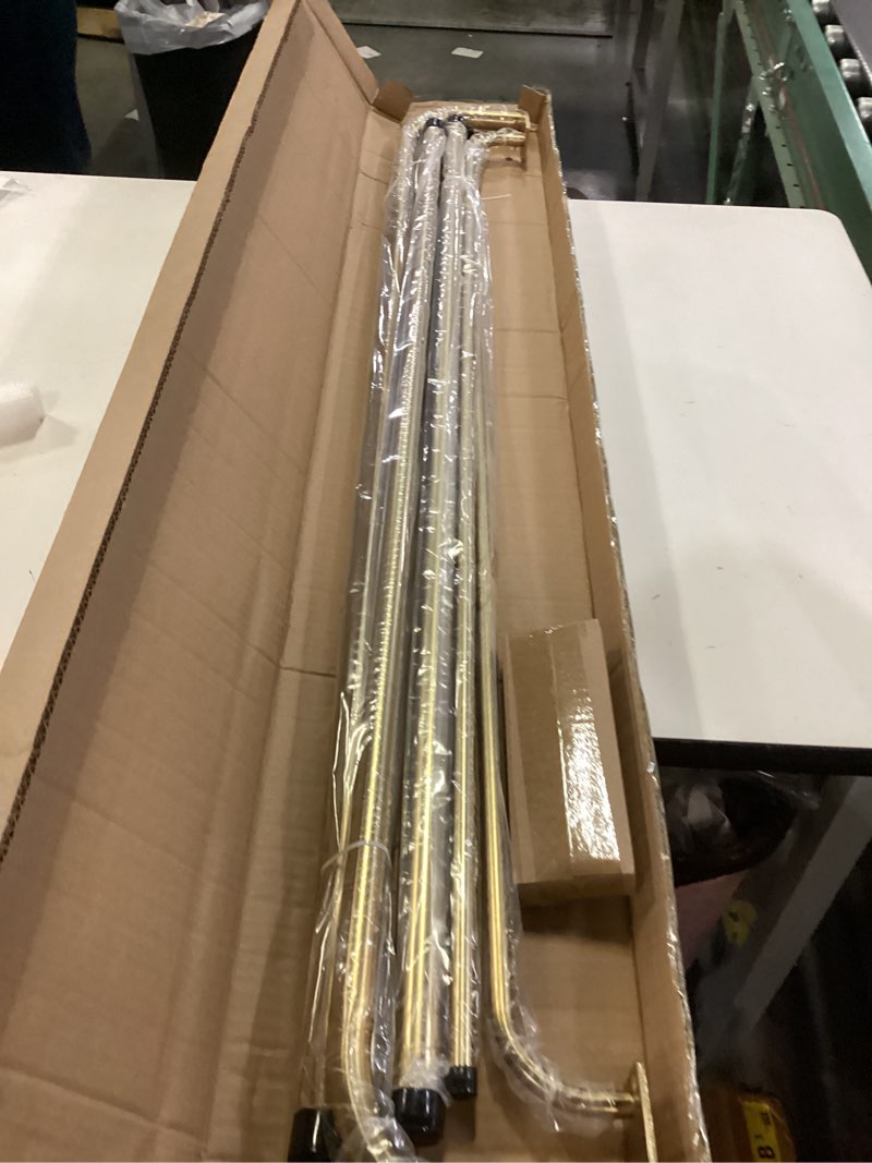 Condition photo showing Good Condition for Double Curtain Rod for 84-120 Inches Windows, Blackout Wrap Around Window Curtain Rods?1-inch Heavy Duty Adjustable Room Darkening Rustic Dual Drapery Curtain Rods for for Livingroom, Kitchen, Patio Brushed Gold for 84-120" Windows