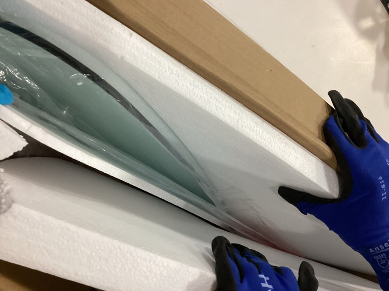 Condition photo showing New/Like New for Coffee Tables Glass Small Farmhouse Coffee Table Mid-Century Modern Wood Center Table for Living Room, Walnut Transparent, 36 Inch Walnut/Transparent 36 Inch